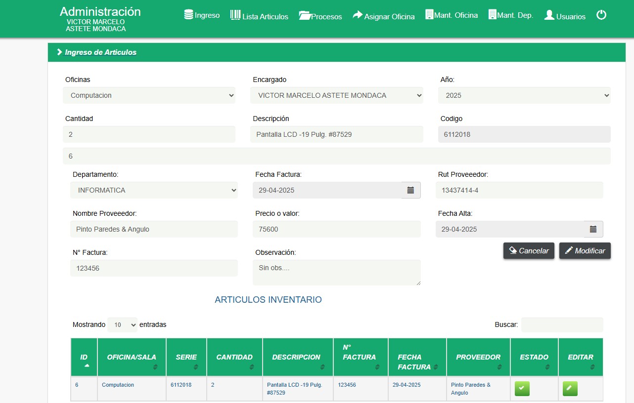 Sistema de Inventario